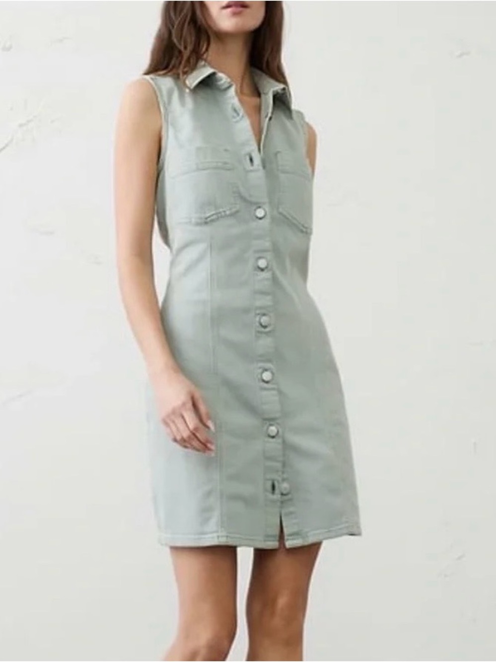 Banana Republic Factory Denim Mini Shirtdress Size 10 Green